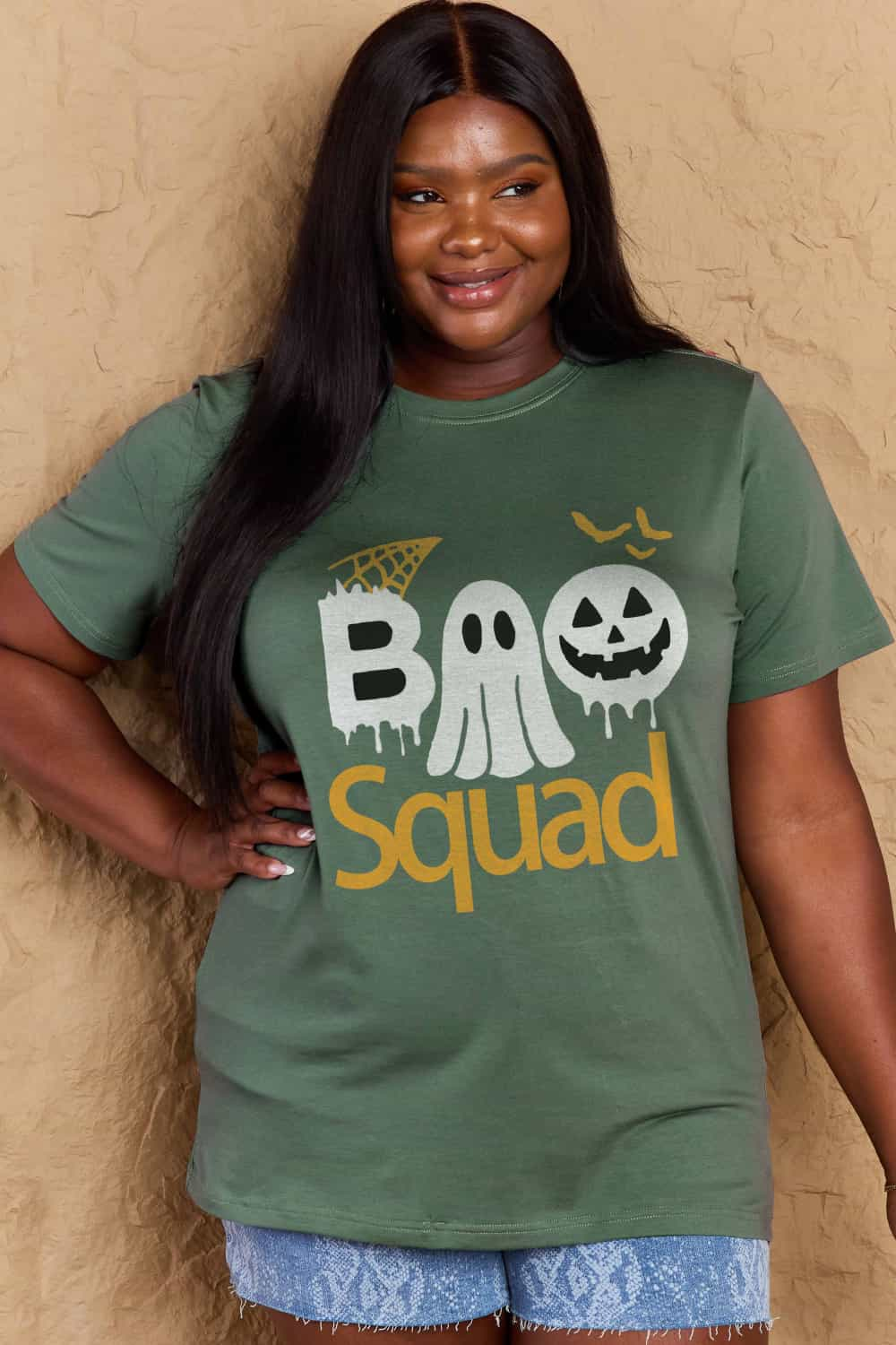 Simply Love Full Size BOO SQUAD Graphic Cotton T-Shirt-Jewearrings