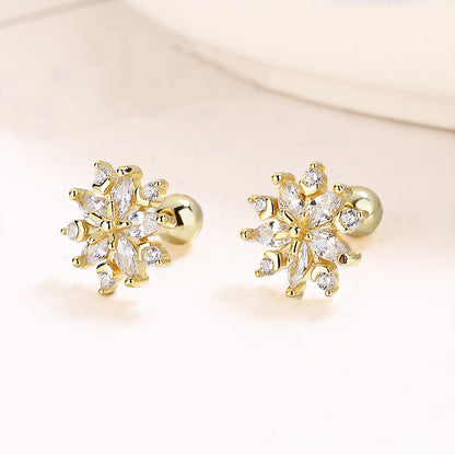 925 Sterling Silver Snowflake Thread Stud Earrings For Women-Jewearrings