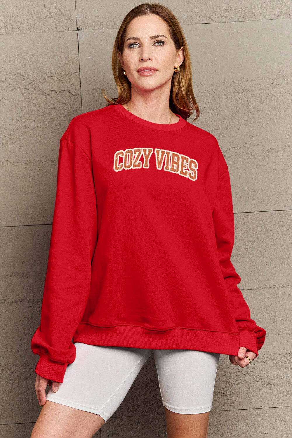 Simply Love Full Size COZY VIBES Graphic Sweatshirt-Jewearrings