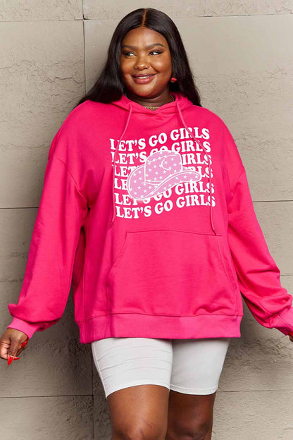 Simply Love Simply Love Full Size LET’S GO GIRLS Graphic Dropped Shoulder Hoodie-Jewearrings