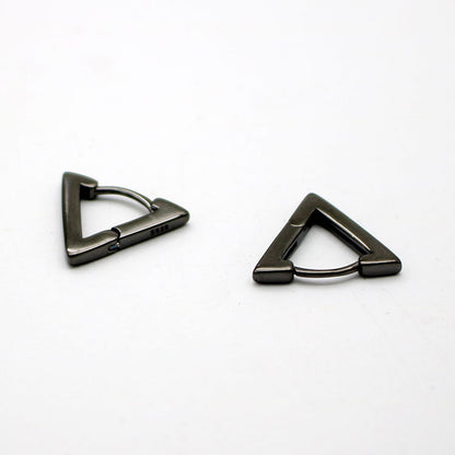 Men's Clip-on Triangle Sterling Silver Earrings-Jewearrings