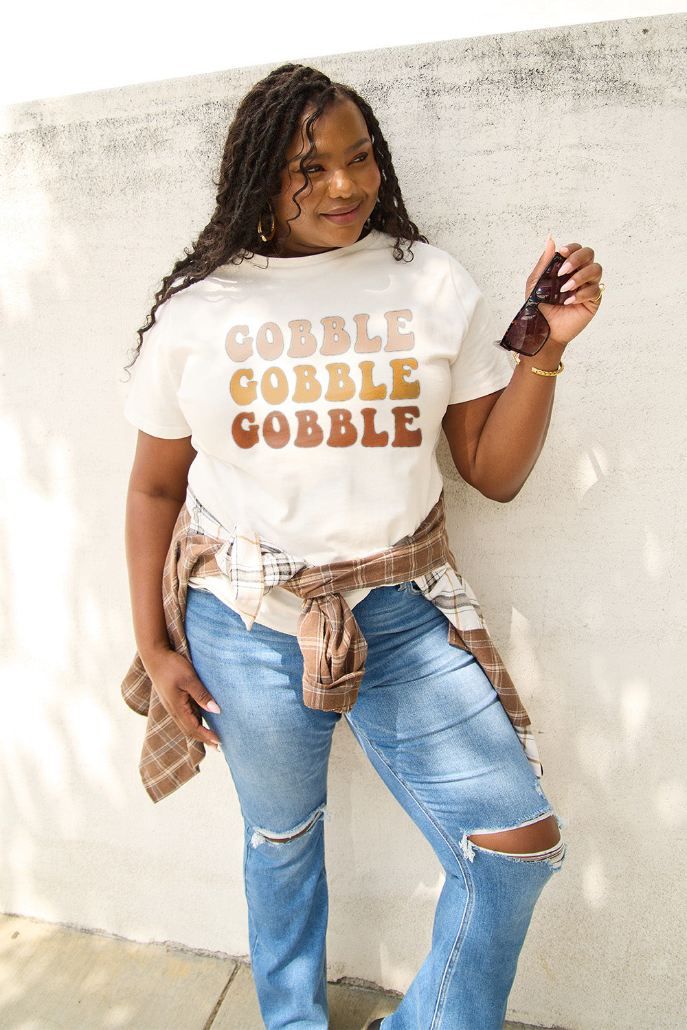 Simply Love Full Size GOBBLE Short Sleeve T-Shirt-Jewearrings