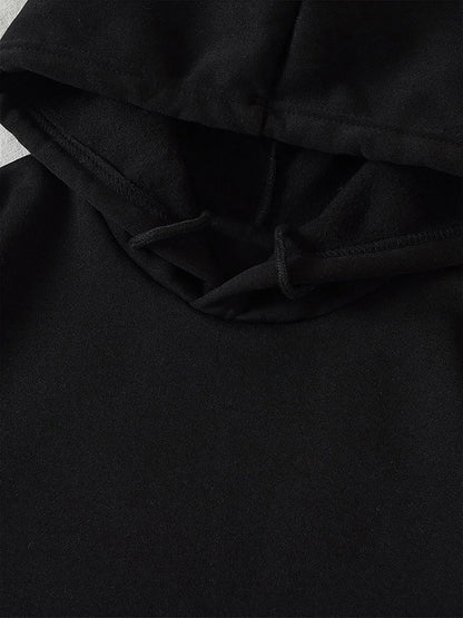 Graphic Drawstring Hoodie with Pocket-Jewearrings