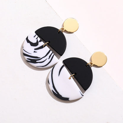 Marble Simple European And American Geometric Stud Earrings Irregular Soft Pottery-Jewearrings