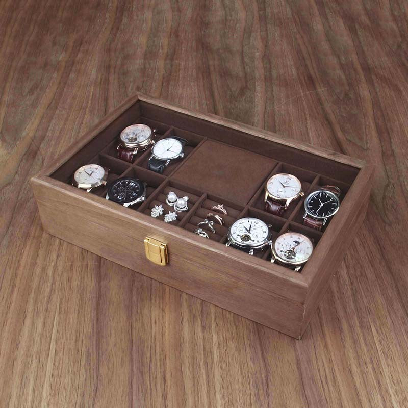 Wooden Vintage Necklace Ring Stud Earrings Jewelry Box-Jewearrings