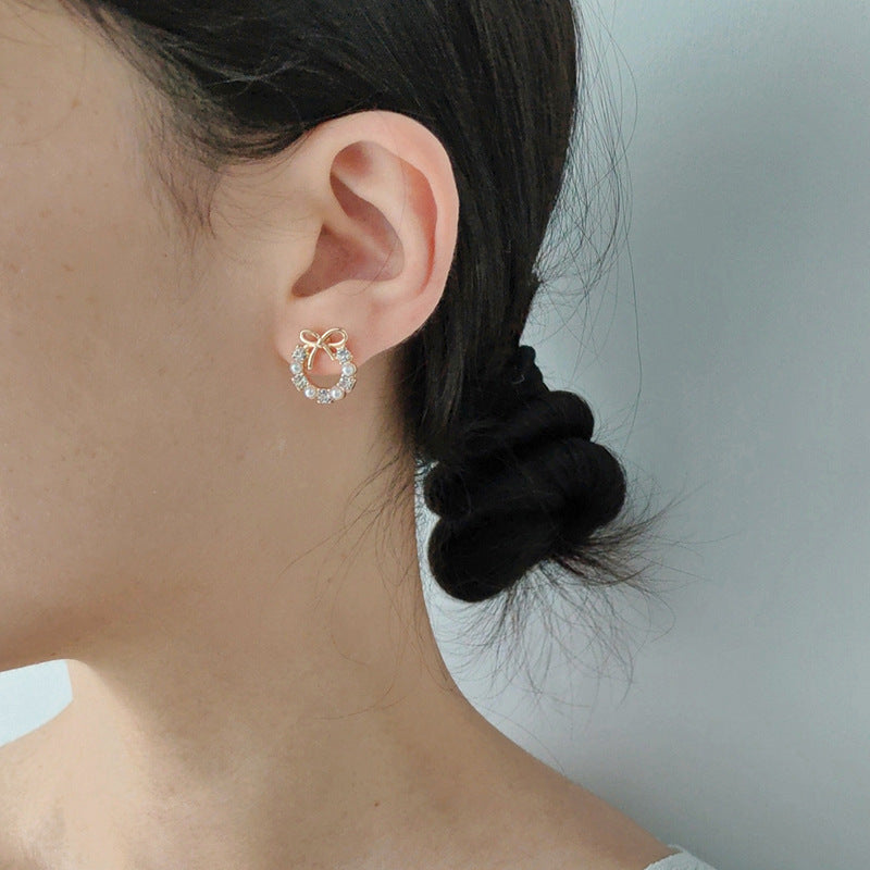 Silver Bow Stud Earrings Dongdaemun Korea's New Style-Jewearrings