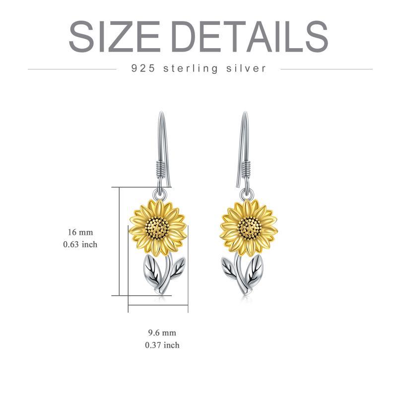 925 Sterling Silver Sunflower Dangle Earrings for Women Girls Teen-Jewearrings