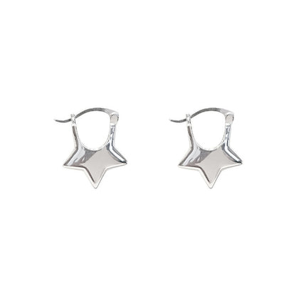 Sterling Silver Five Pointed Star Earrings-Jewearrings