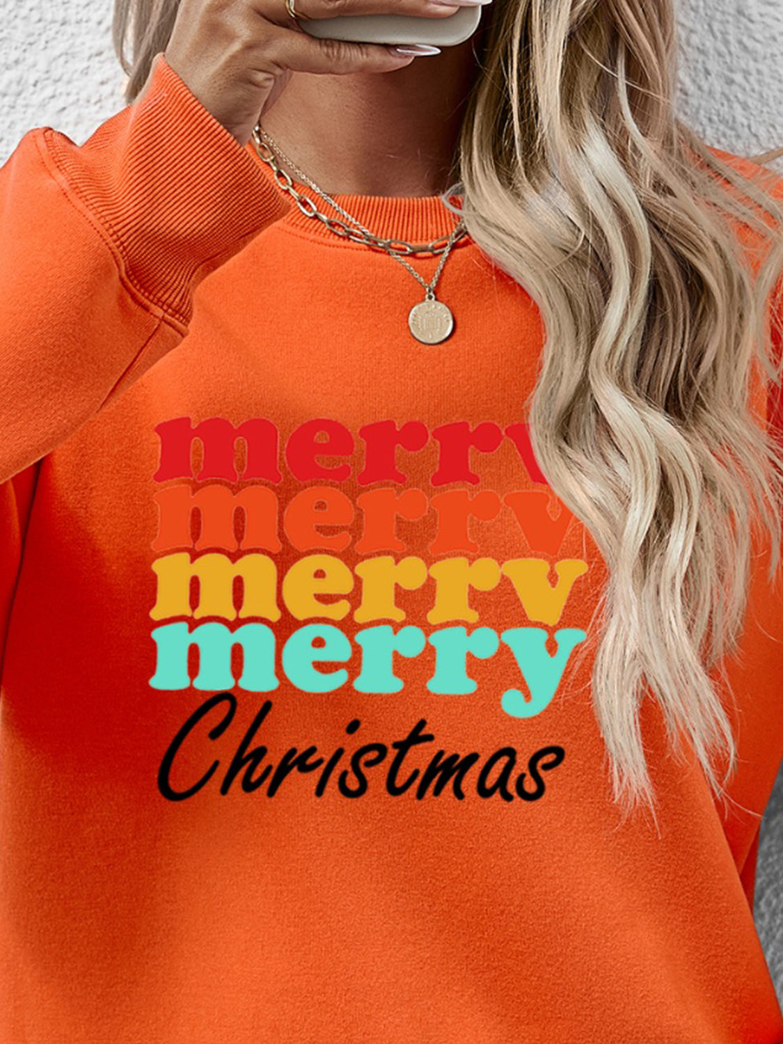 MERRY CHRISTMAS Graphic Long Sleeve Sweatshirt-Jewearrings