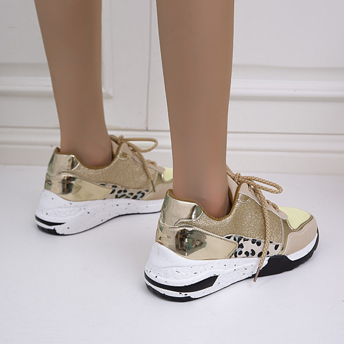 Lace-Up Round Toe Platform Sneakers-Jewearrings