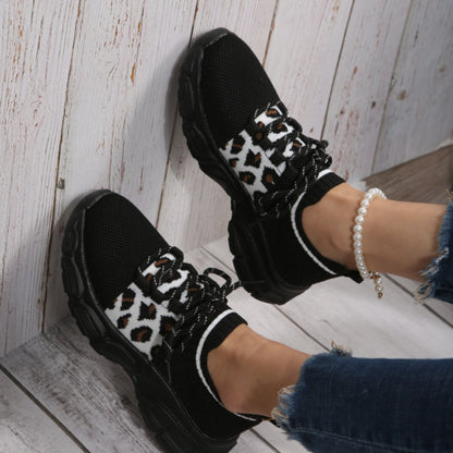 Tied Leopard Round Toe Sneakers-Jewearrings