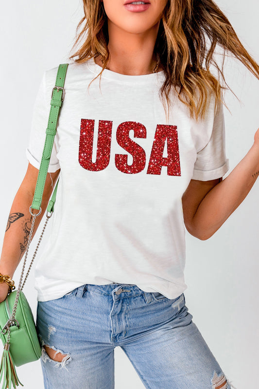 USA Graphic Round Neck Tee-Jewearrings