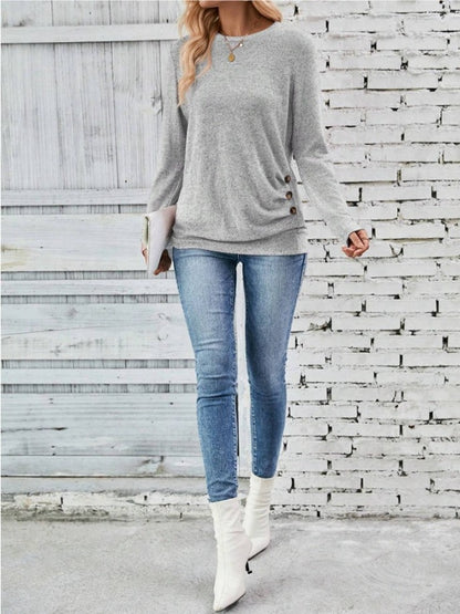 Round Neck Long Sleeve T-Shirt-Jewearrings