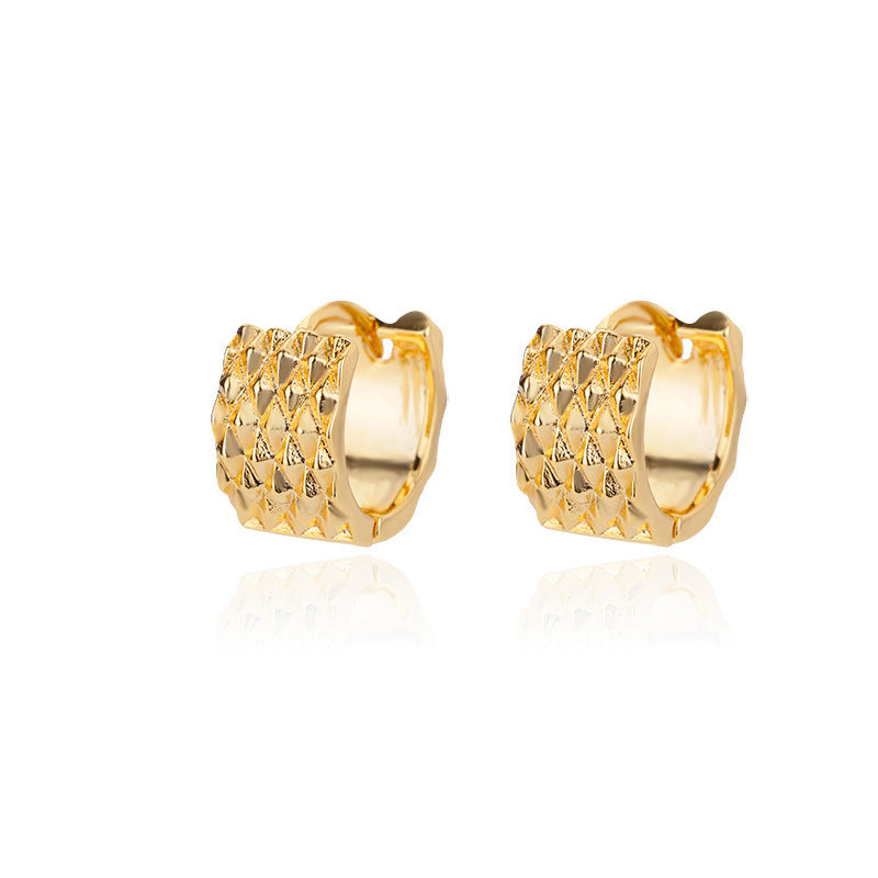 Lock Female Oval Geometric Zircon-encrusted Stud Earrings-Jewearrings