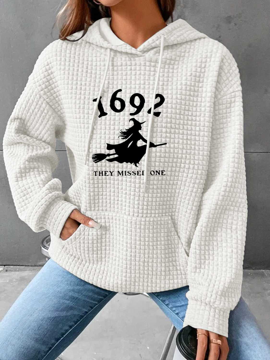 1962 THEY MISSED ONE Graphic Hoodie with Front Pocket-Jewearrings