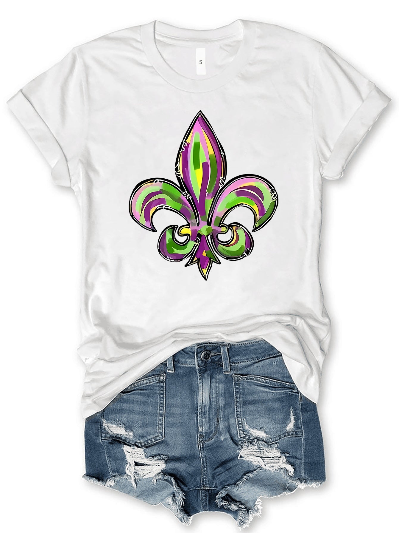 Mardi Gras Graphic Round Neck Short Sleeve T-Shirt-Jewearrings