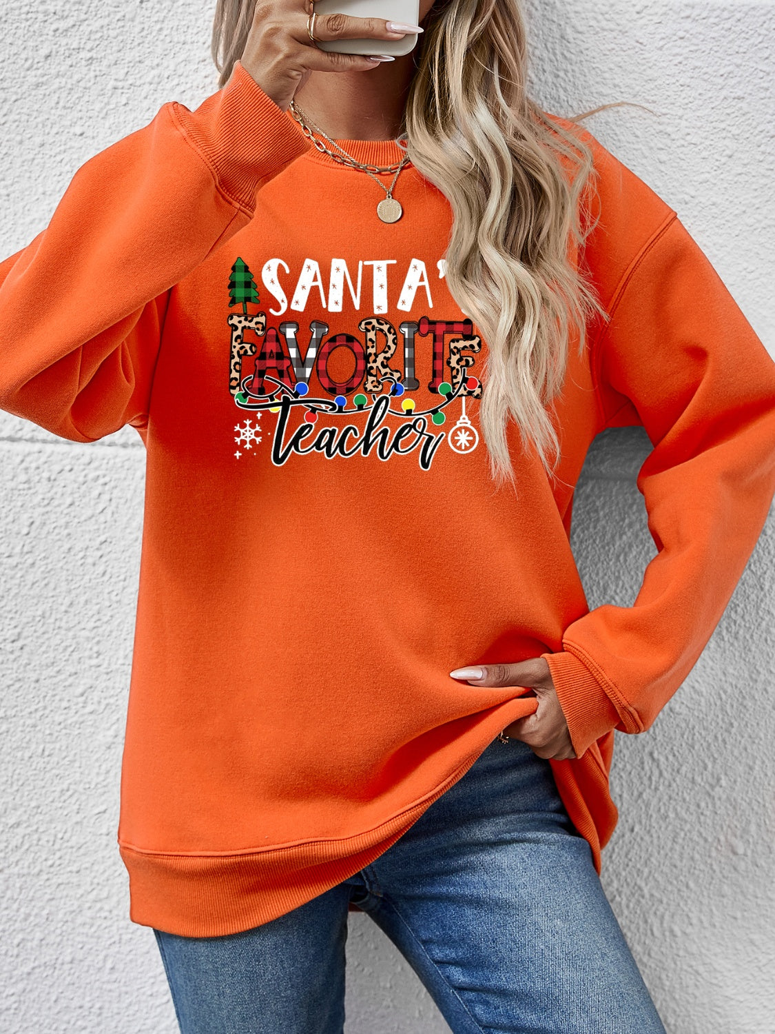 Letter Graphic Sweatshirt-Jewearrings