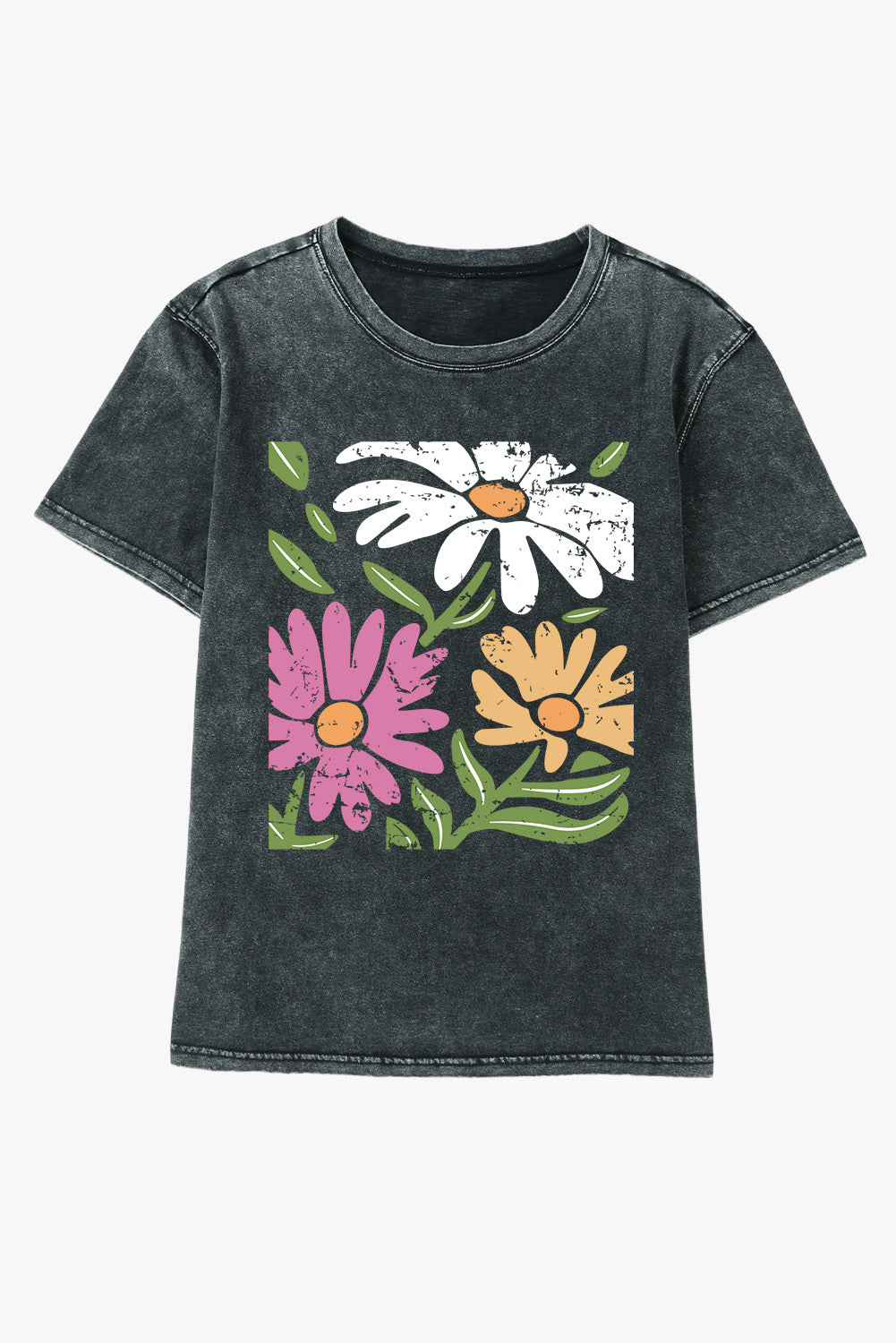 Flower Graphic Round Neck Short Sleeve T-Shirt-Jewearrings