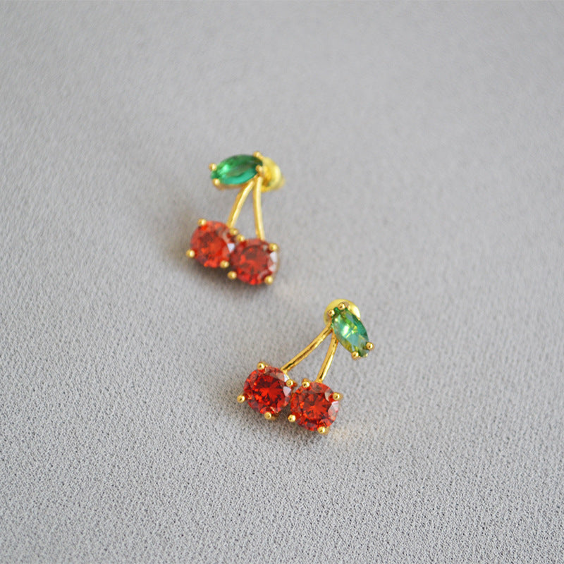 Women's Temperament Wild Cherry-shaped Copper-plated Gold Earrings-Jewearrings