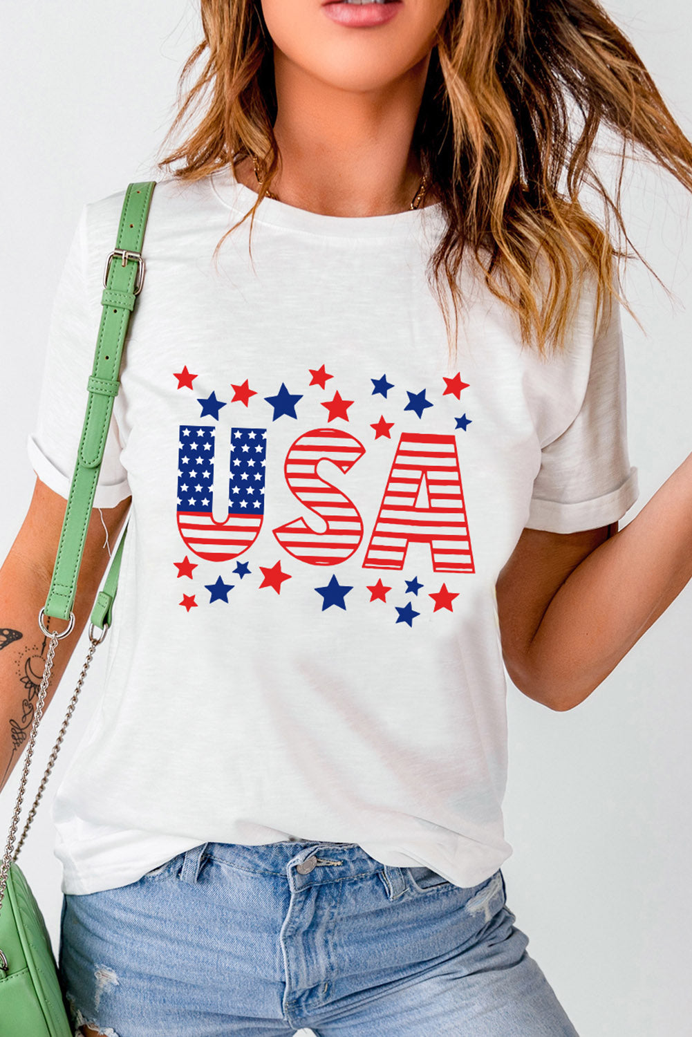 USA Star and Stripe Graphic Tee-Jewearrings