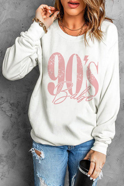 90's BABE Graphic Dropped Shoulder Sweatshirt-Jewearrings