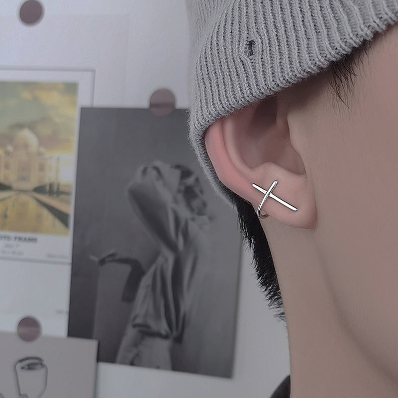 Cross Personality Line Cross Earrings Simple-Jewearrings