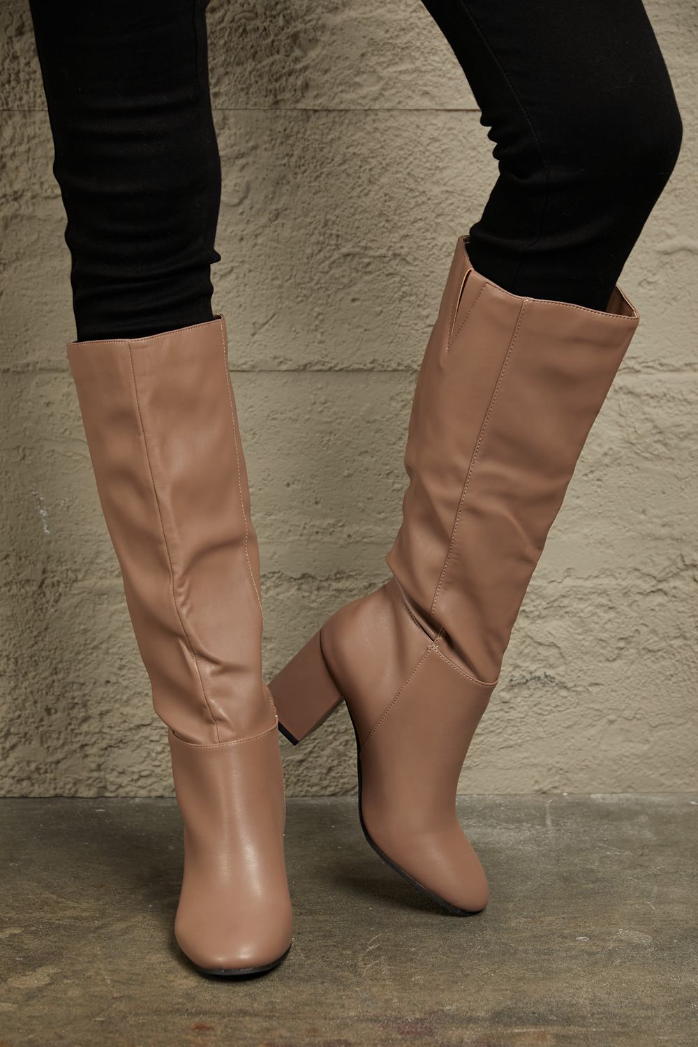 East Lion Corp Block Heel Knee High Boots-Jewearrings