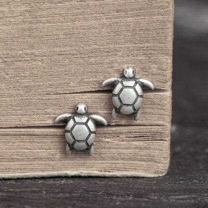 S925 Sterling Silver Small Sea Turtle Vintage Earrings-Jewearrings