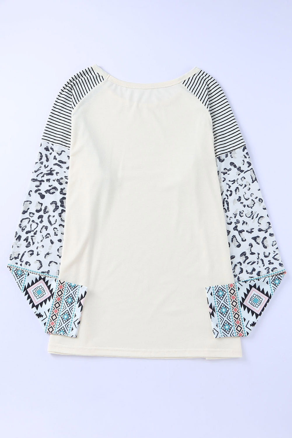 Plus Size Mixed Print Raglan Sleeve Round Neck Top-Jewearrings