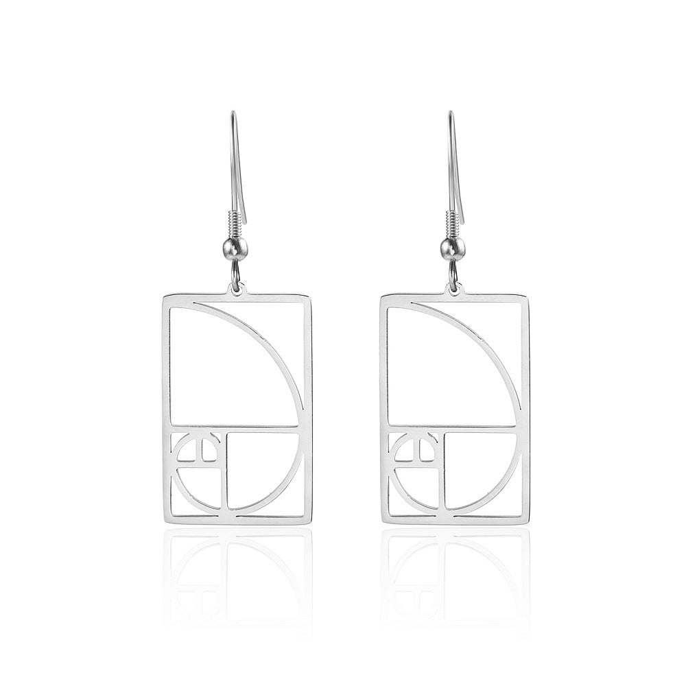 Women's Gold Yellow Gold Spiral Divider Square Earrings-Jewearrings