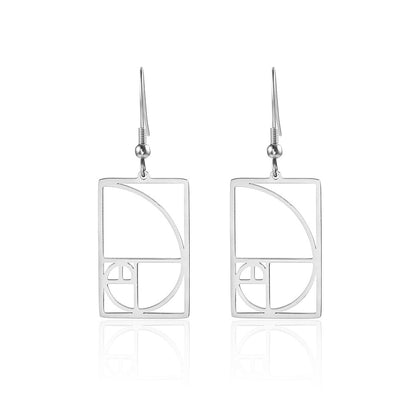 Women's Gold Yellow Gold Spiral Divider Square Earrings-Jewearrings