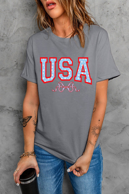 USA Round Neck Short Sleeve T-Shirt-Jewearrings