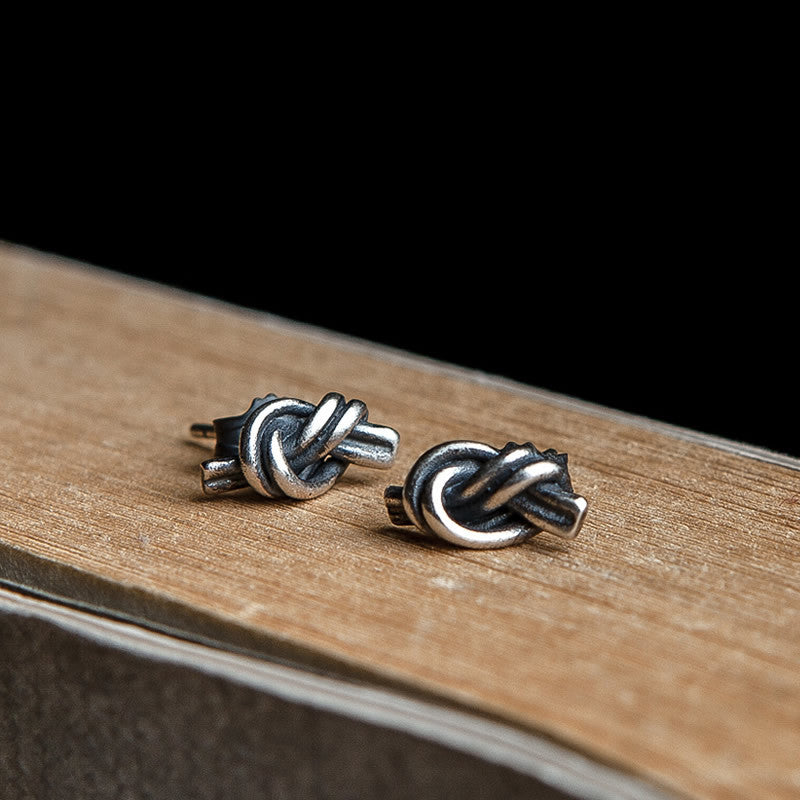 Retro 925 Sterling Silver Knotted Earrings-Jewearrings