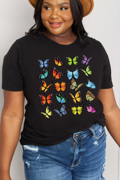 Simply Love Full Size Butterfly Graphic Cotton Tee-Jewearrings