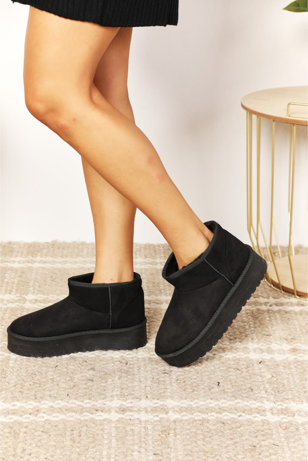 Legend Women's Fleece Lined Chunky Platform Mini Boots-Jewearrings