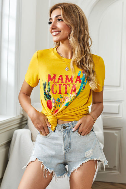 MAMACITA Graphic Round Neck Tee-Jewearrings