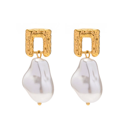 Retro In Ancient Style Irregular Natural Pearl Earrings-Jewearrings