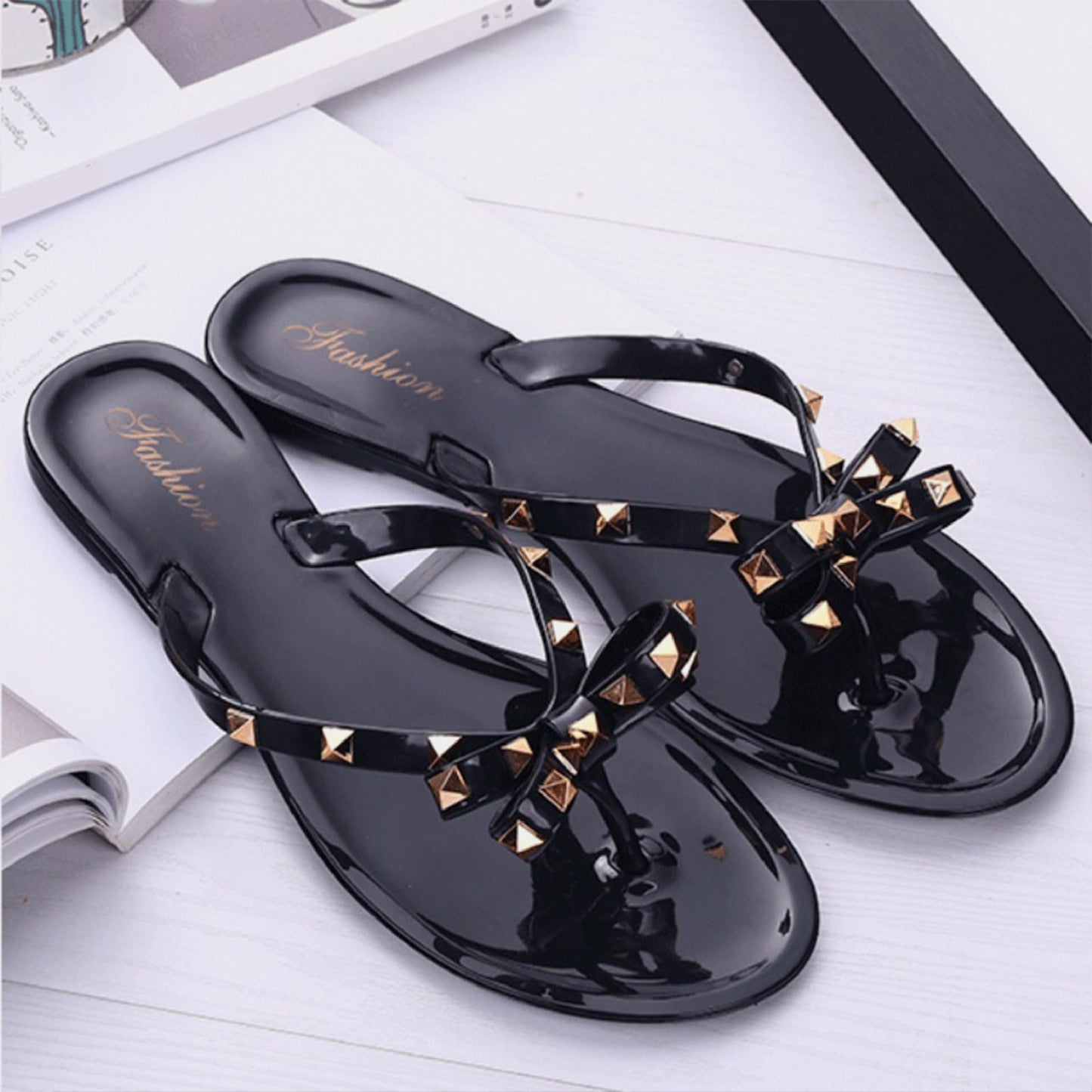 Bow Toe Post PVC Sandals-Jewearrings