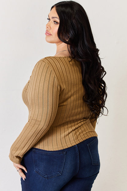 Basic Bae Full Size Ribbed Long Sleeve T-Shirt-Jewearrings