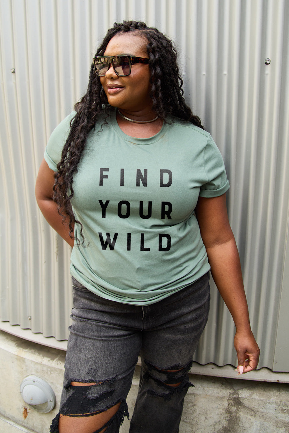 Simply Love Full Size FIND YOUR WILD Short Sleeve T-Shirt-Jewearrings