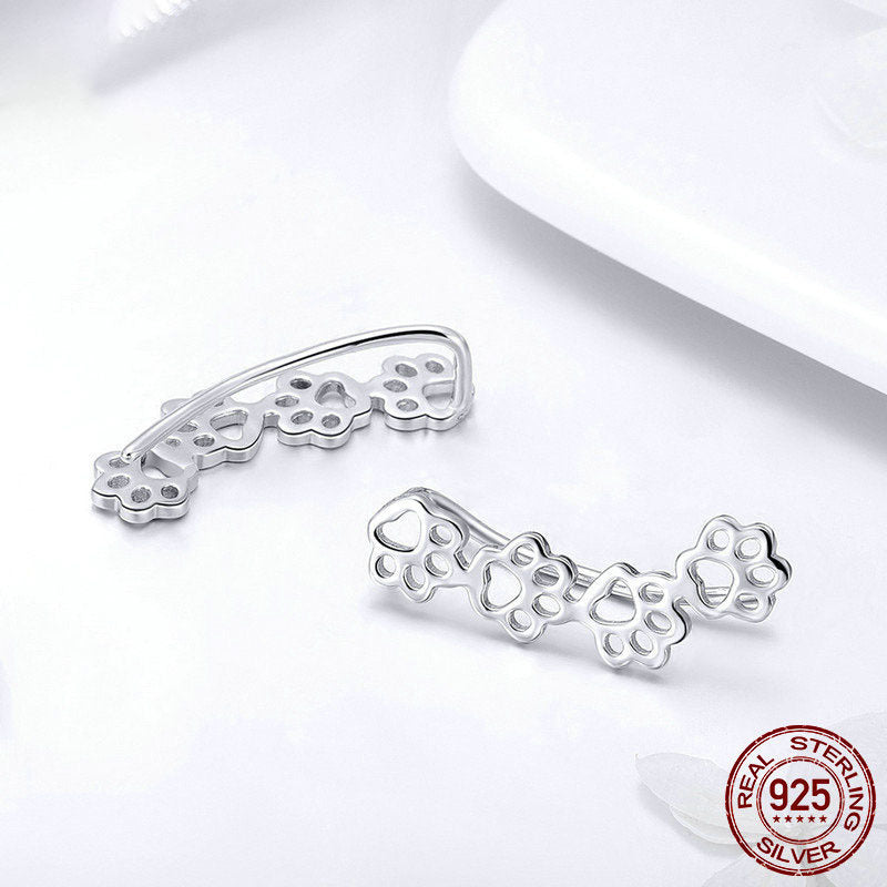 Cute Pet Paw Print S925 Sterling Silver Stud Earrings-Jewearrings