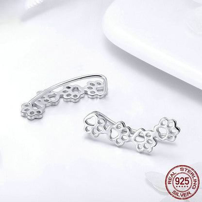 Cute Pet Paw Print S925 Sterling Silver Stud Earrings-Jewearrings