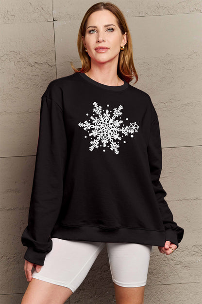 Simply Love Full Size Snowflake Graphic Sweatshirt-Jewearrings