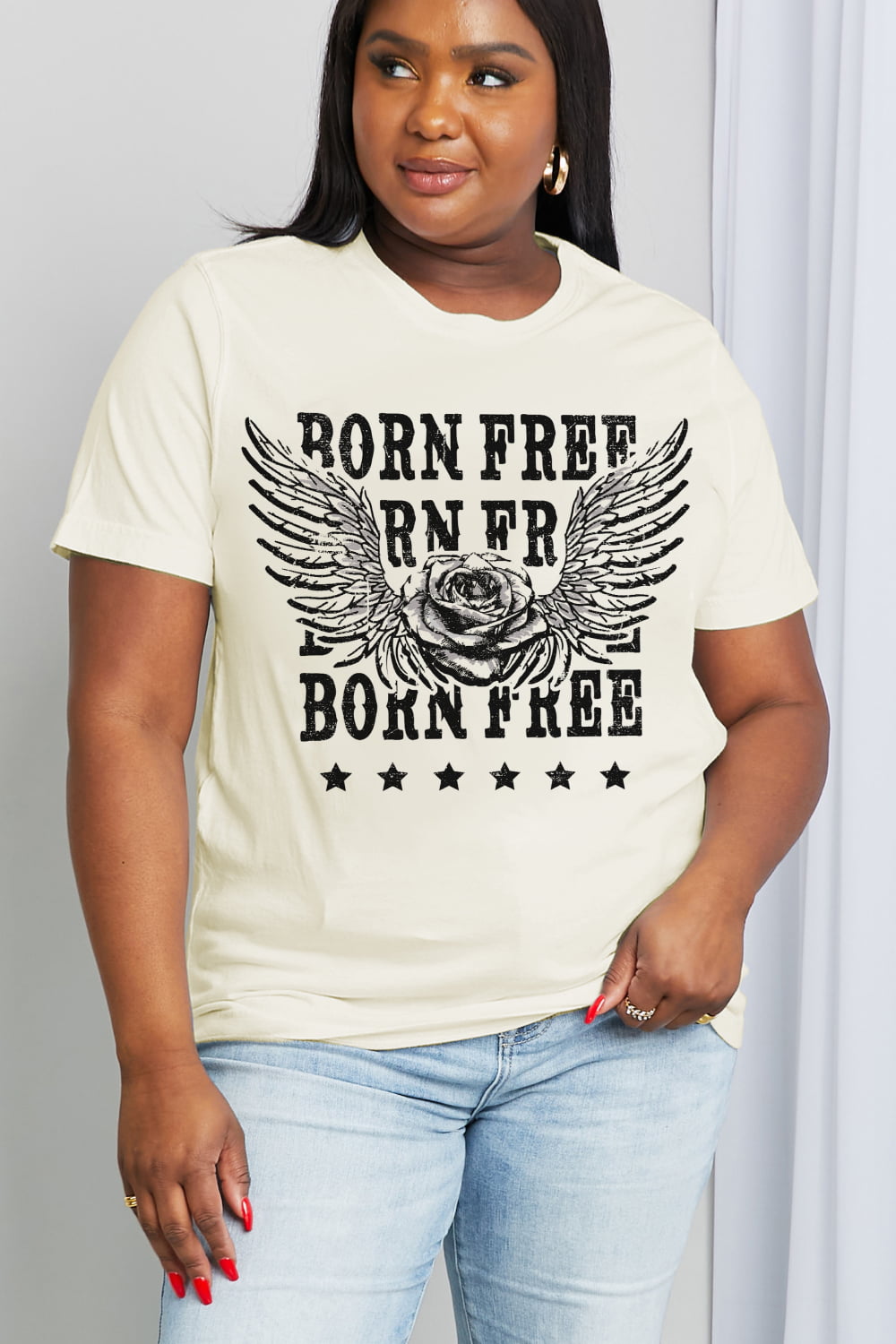 Simply Love Simply Love Full Size BORN FREE Graphic Cotton Tee-Jewearrings