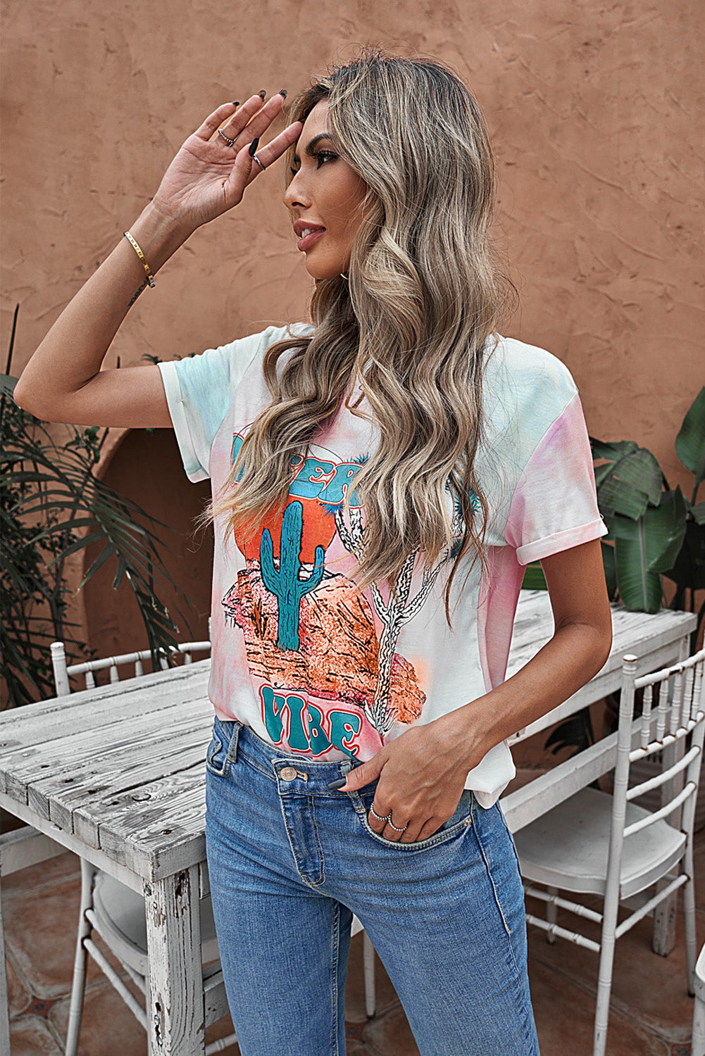 Tie-Dye Graphic Tee Shirt-Jewearrings