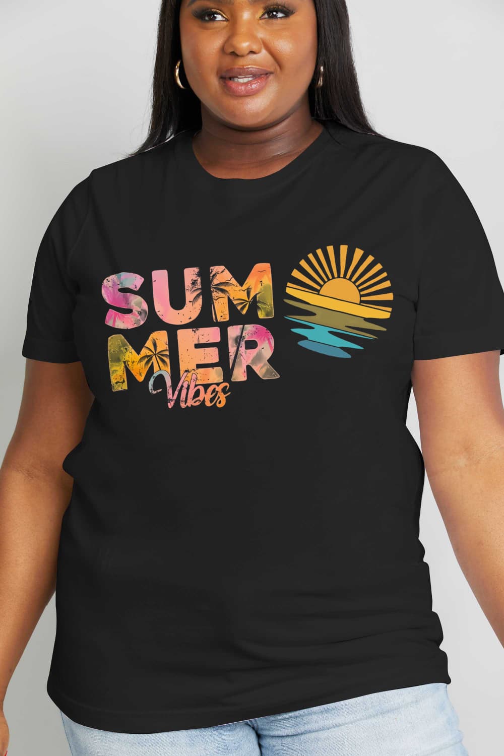 Simply Love Full Size SUMMER VIBES Graphic Cotton Tee-Jewearrings