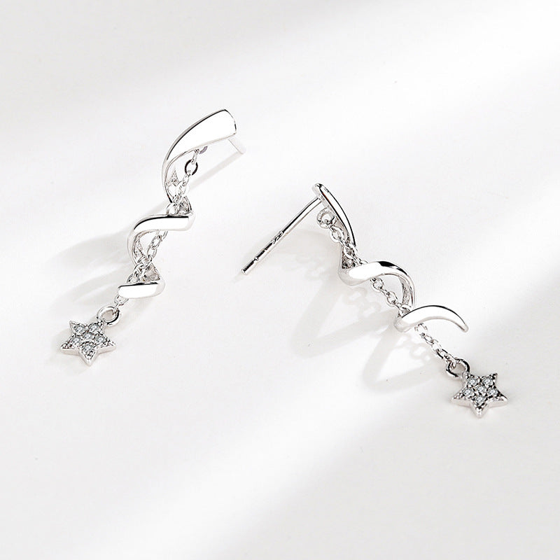 S925 Sterling Silver Star Rotating Earrings Women-Jewearrings