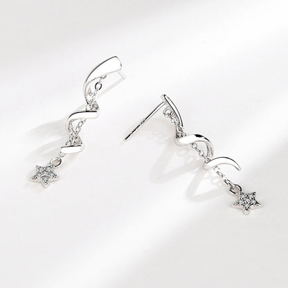 S925 Sterling Silver Star Rotating Earrings Women-Jewearrings