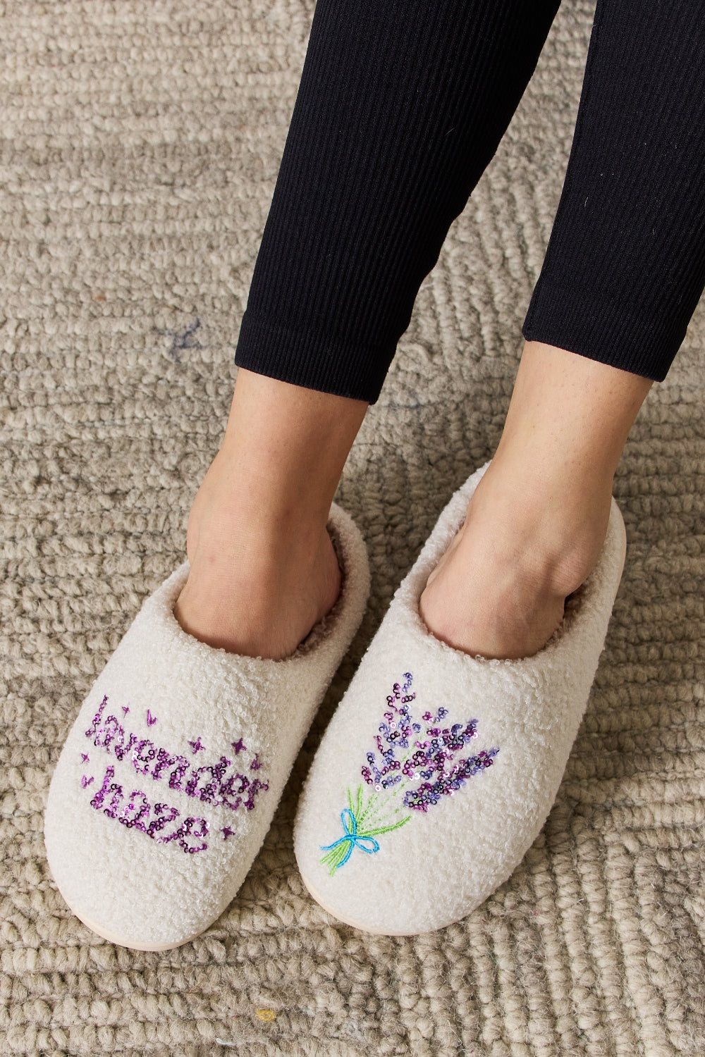 Melody Sequin Pattern Cozy Slippers-Jewearrings