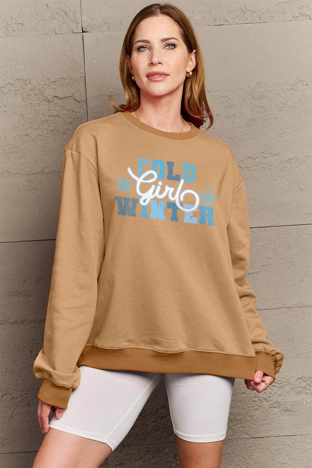 Simply Love Full Size COLD WINTER Graphic Long Sleeve Sweatshirt-Jewearrings